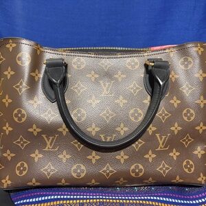 Louis Vuitton Brown Monogram Tote with Black Handles